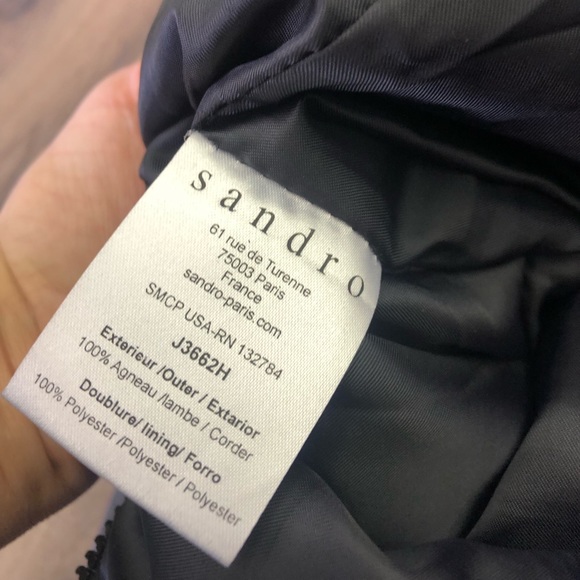 SANDRO LEATHER MINI SKIRT IN DARK BLUE PURPLE - Picture 5 of 7